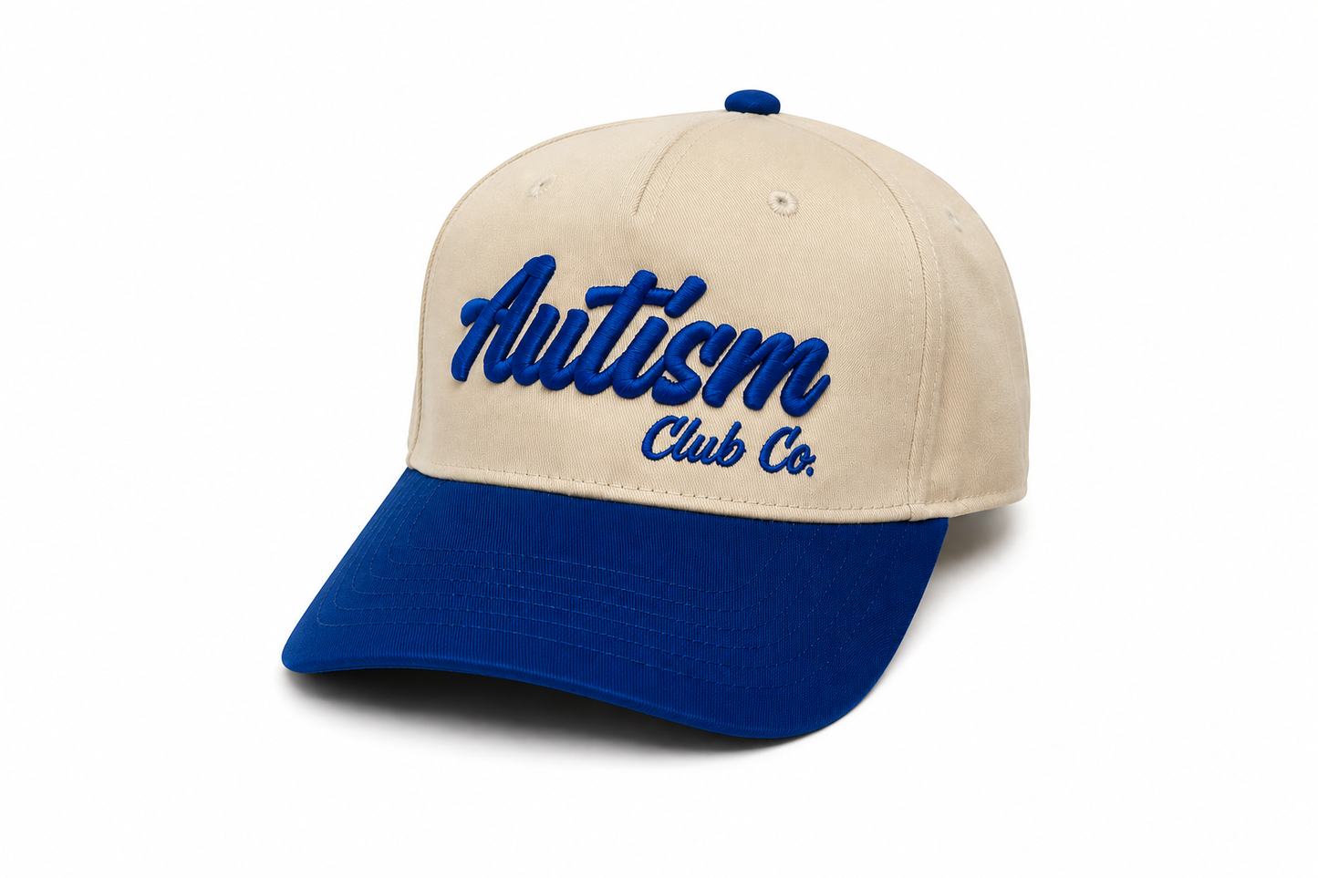 Autism Club Co. Snapback Hat – Cream / Royal Blue