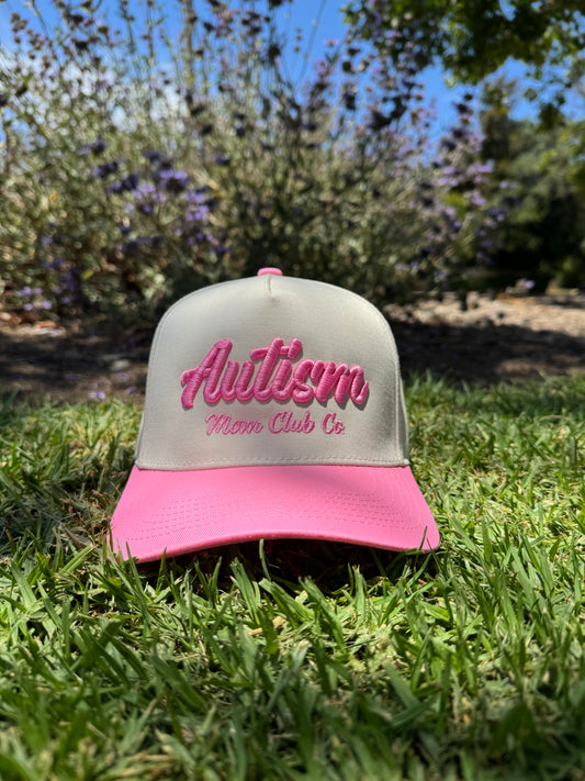 Autism Mom Club Co. Pink/Natural Adjustable Hat