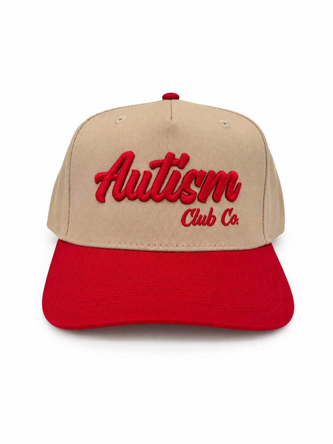 Autism Club Co. Snapback Hat – Khaki / Red