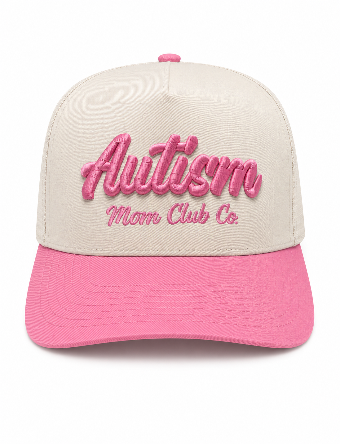 Autism Mom Club Co. Pink/Natural Adjustable Hat
