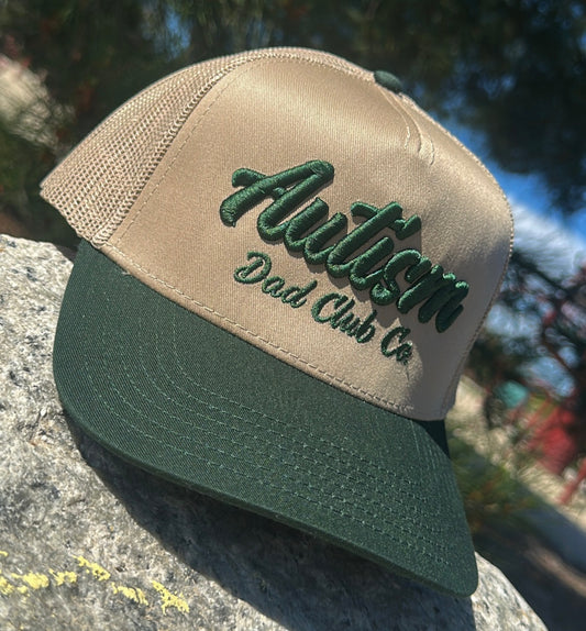 Autism Dad Club Co. Trucker Hat Drk.Grn/Khaki