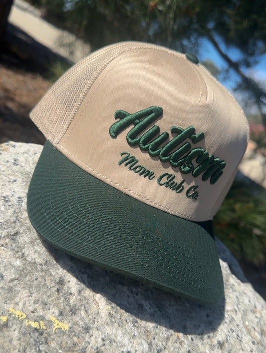 Autism Mom Club Co. Trucker Hat Drk.Grn/Khaki
