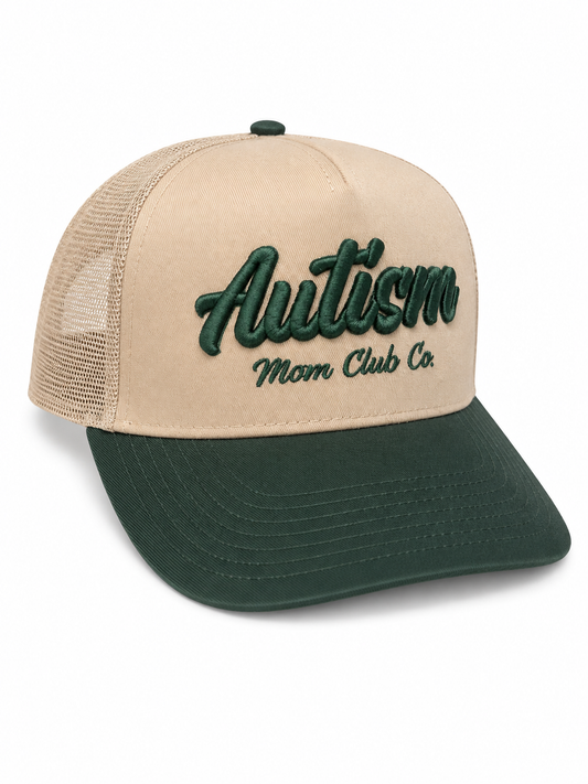 Autism Mom Club Co. Trucker Hat Drk.Grn/Khaki