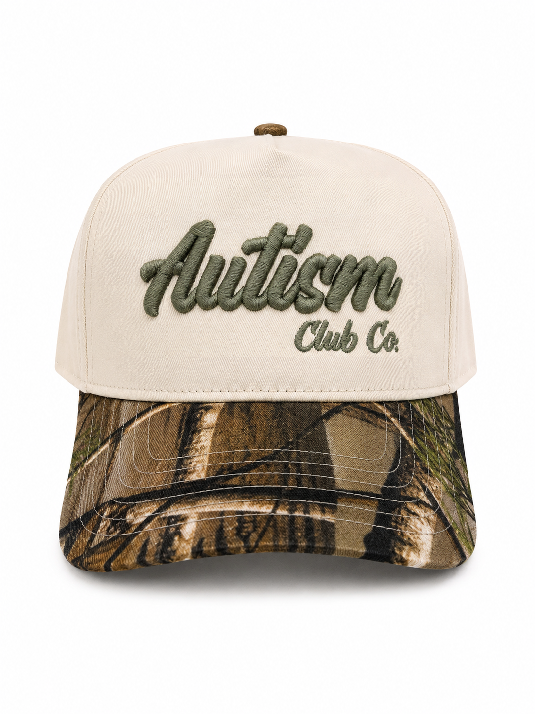 Autism Club Co. Snapback Hat – Cream / Camo