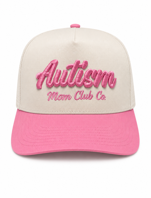 Autism Mom Club Co. Pink/Natural Adjustable Hat