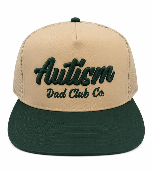 Autism Dad Club Co. Trucker Hat Drk.Grn/Khaki